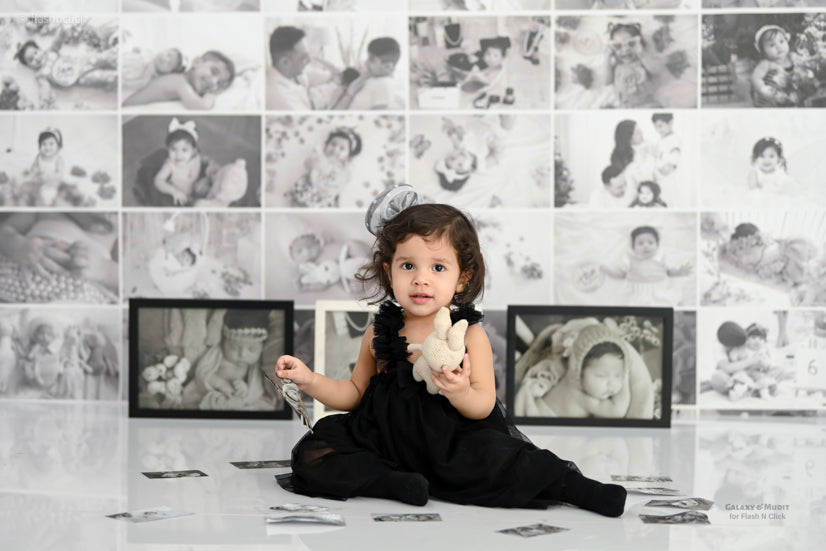 Baby Photos Customised BNW Backdrop for Photoshoot
